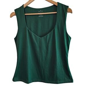Agnes Urban Blouse Womens Large Green V-neck Sleeveless Stretch Soft Neutral